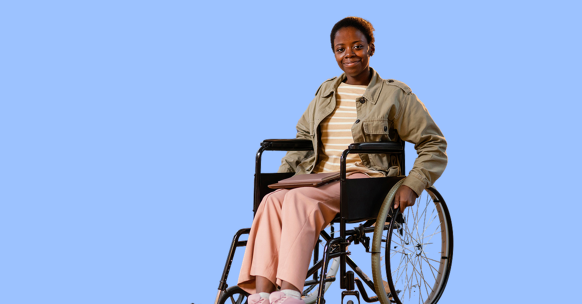 Young woman in wheelchair.